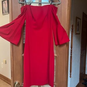 NWOT - Elegant Red Off-Shoulder Dress to the knee. Vince Camino - size 4